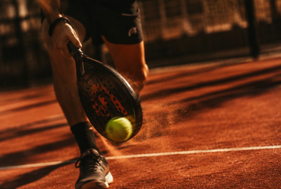 Padel court at golden hour