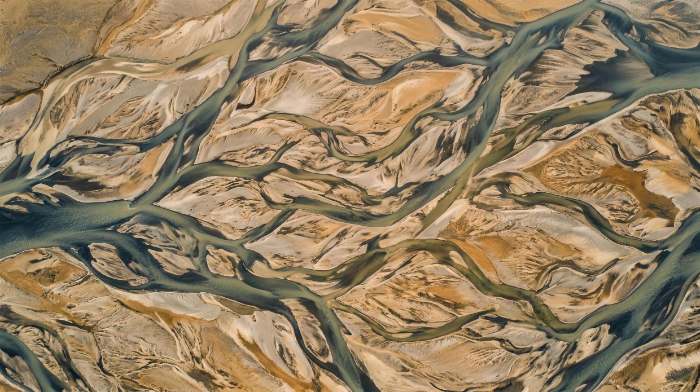 A river delta seen from above, from the Oumre site
