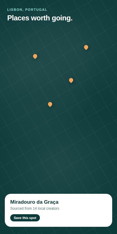 SendLoco app, saved spots worth going to